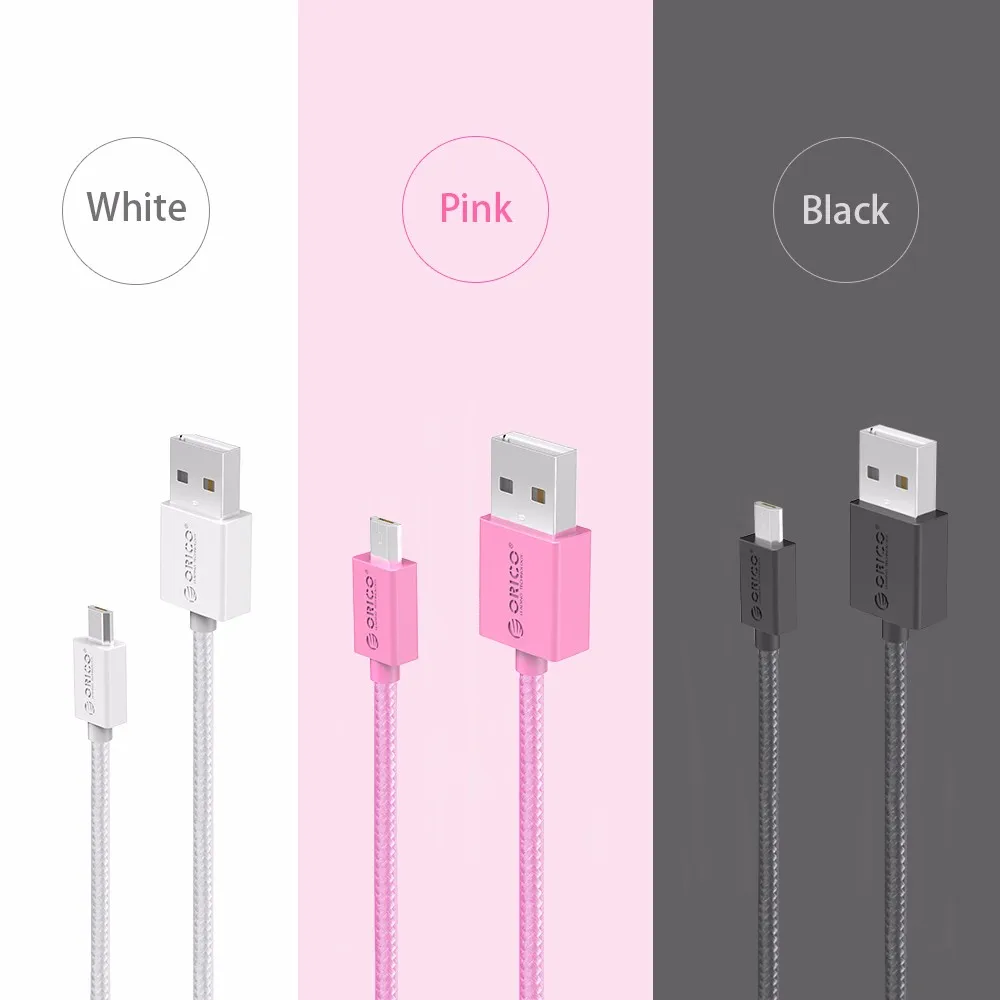 ORICO Micro USB телефонный провод Быстрая зарядка кабель синхронизации для Android мобильный телефон Поддержка Max 2A 1 м черный/белый/розовый для xiaomi