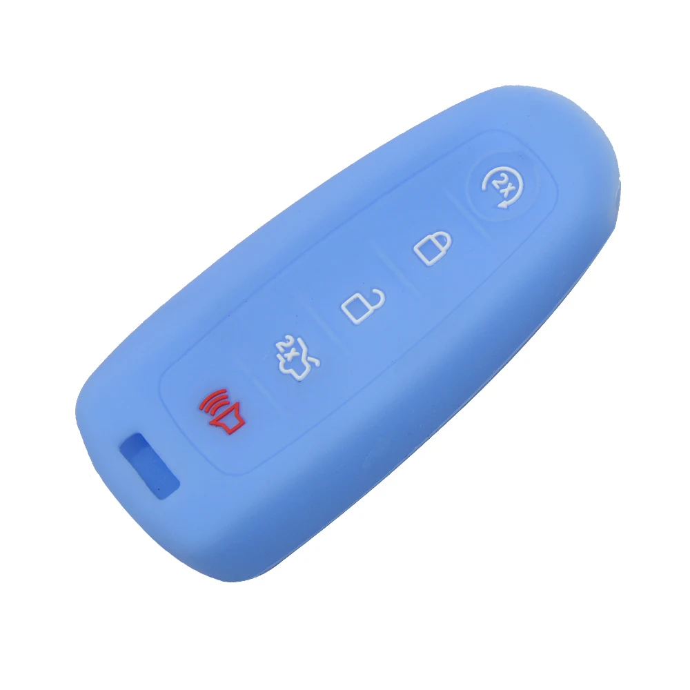 Light blue 1 шт./лот, высокое качество, силиконовый резиновый чехол для ключей, брелок для Ford Focus Edge Escape Explorer, Телец Линкольн, 5 кнопок, резиновый чехол для ключей - Название цвета: Light blue