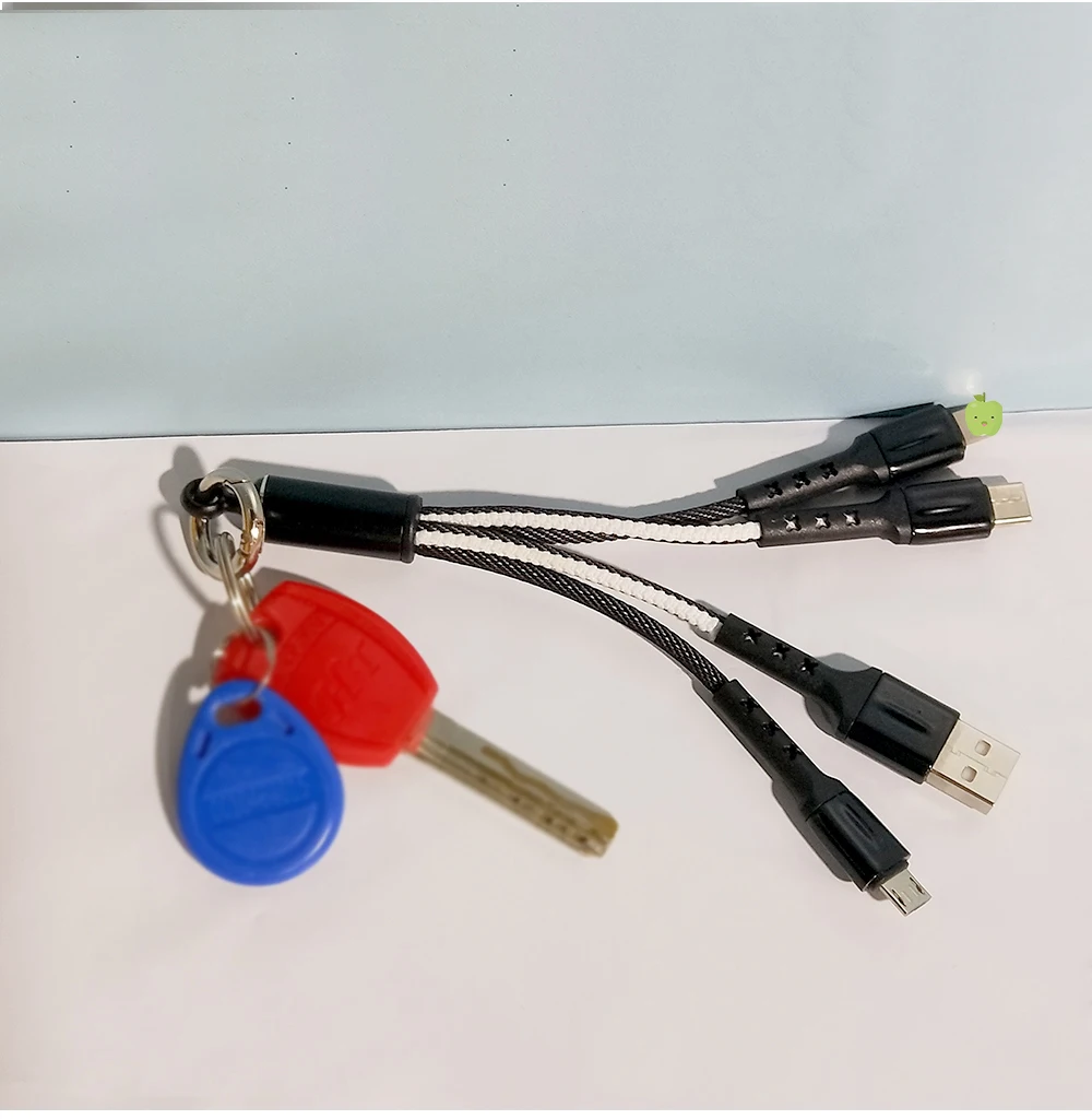 Мини 3 в 1 USB кабель брелок Портативный короткий Micro usb type C мульти зарядное устройство кабель для Xiaomi huawei iPhone Быстрая зарядка
