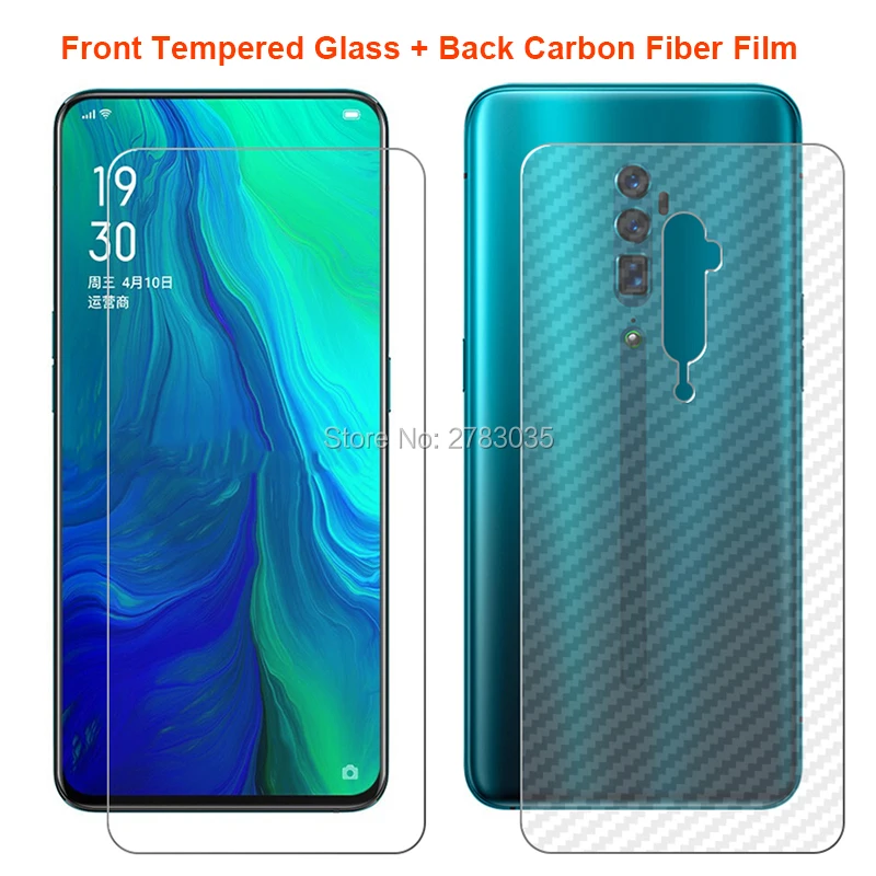 Для OPPO Reno 10x zoom 6," 1 комплект = мягкая задняя пленка из углеродного волокна+ ультратонкая прозрачная защитная пленка для переднего экрана из закаленного стекла