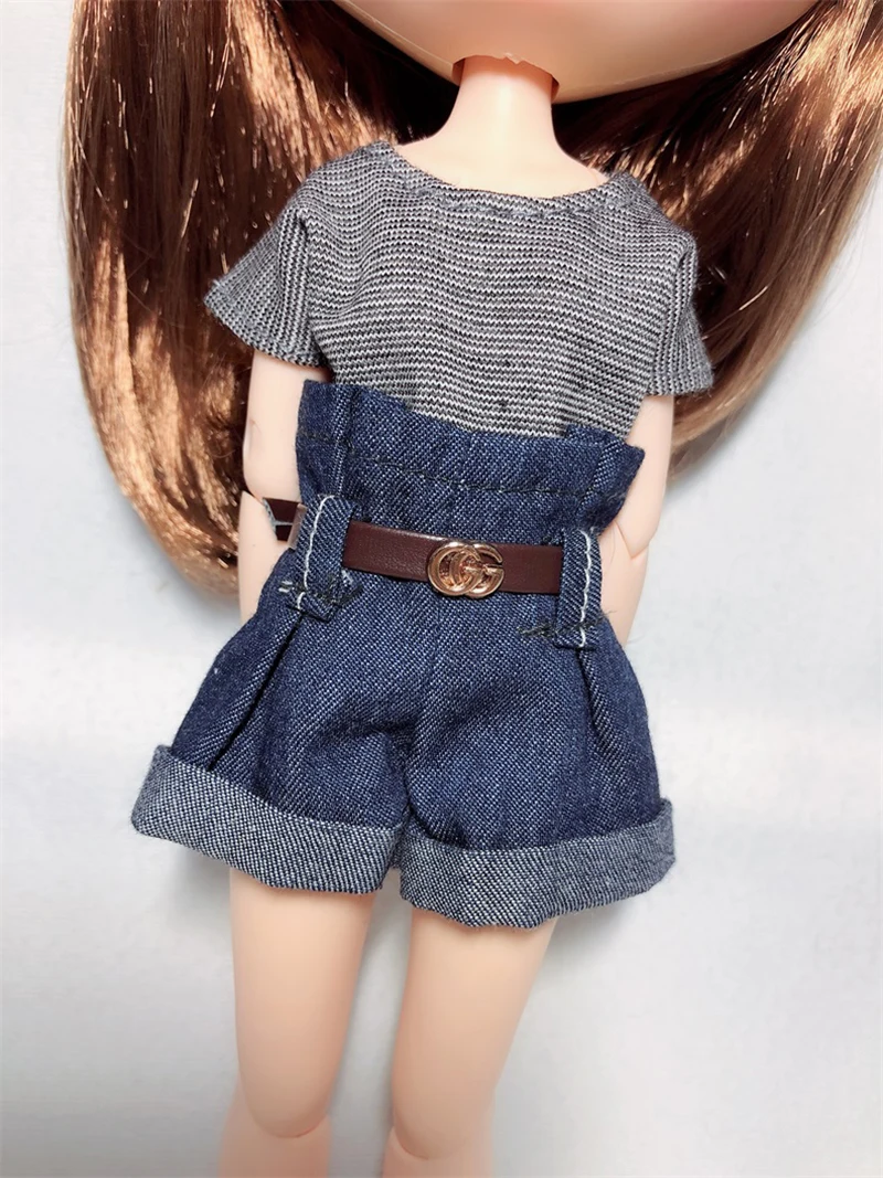 Модная Одежда для кукол 2 шт./компл. футболка в полоску + штаны Azone брюки девочек 30