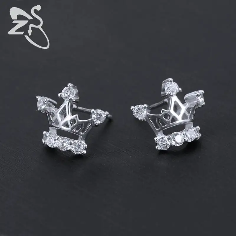 

ZS Butterfly Earrings Fashion Jewelry Crown Earrings 925 Sterling Silver Crysal Tower Brincos AAA Cubic Zirconia Pendientes