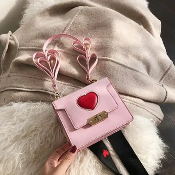 15 CM Pink Милая девушка сумка модная новинка высокое качество из искусственной кожи женская дизайнерская роскошная сумка Сердце сумки-мессенджеры через плечо с замком - Цвет: 15 CM Pink