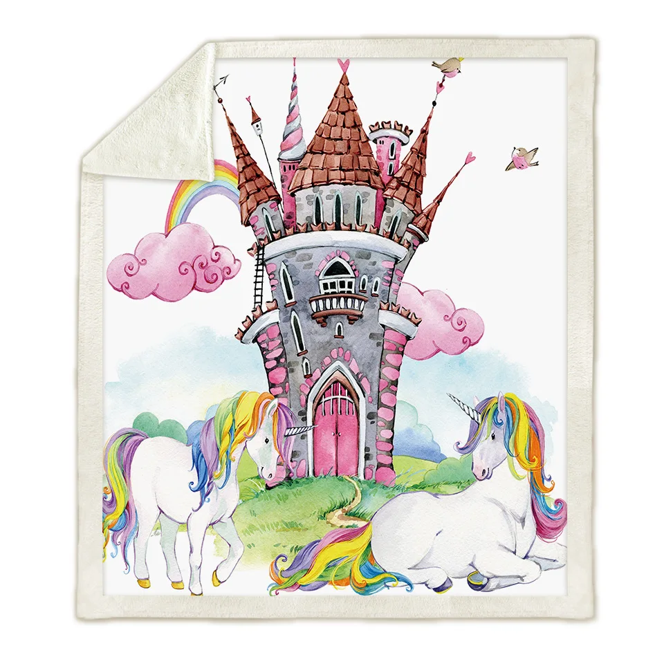 

Dream NS 150x200cm Hot Sale Blanket Air Conditioner Blanket Thicken Double Layer Plush 3D Digital Print Blanket Unicorn Series