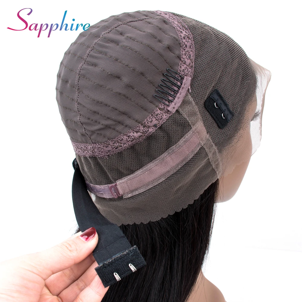 Sapphire 360 парик фронта шнурка Отбеленный узел Remy кружева фронта человеческих волос парики бразильские прямые парики с волосами младенца естественного цвета