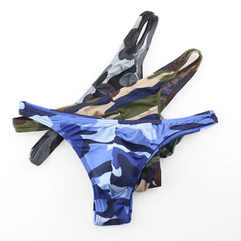 

Трусы-бикини мужские, мягкие, камуфляжные, с принтом, веселая низкая талия, 3 шт.