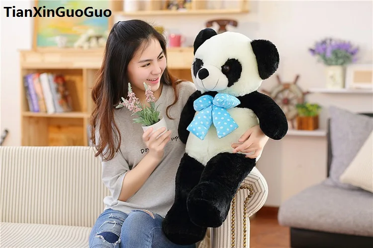 

new arrival about 60cm cartoon panda plush toy lovely bowtie panda soft doll pillow birthday gift s0526