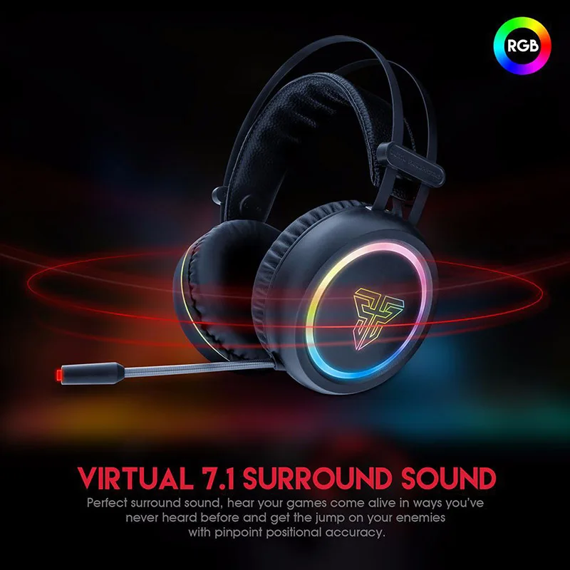 Наушники с шумоподавлением и микрофоном подсветильник RGB проводные USB мягкие