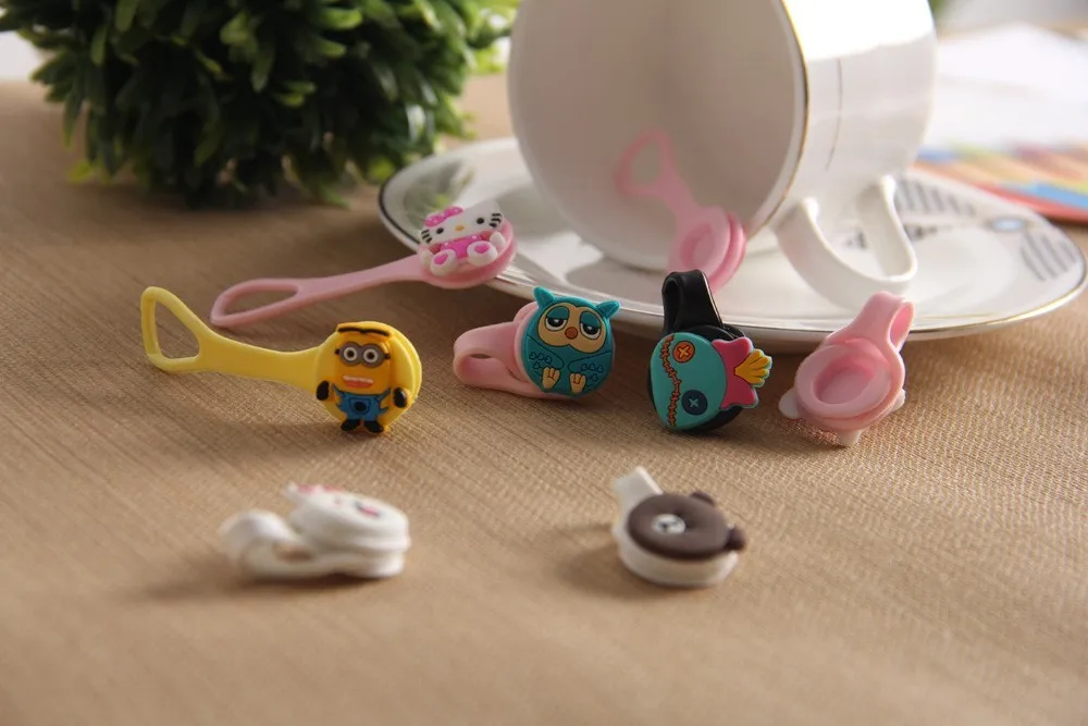 6 шт. новые Мультяшные пряжки мягкие резиновые насадки для наушников держатель