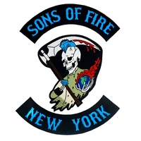 son of fire new york backing patch embroidered applique label punk biker patches clothes stickers apparel accessories