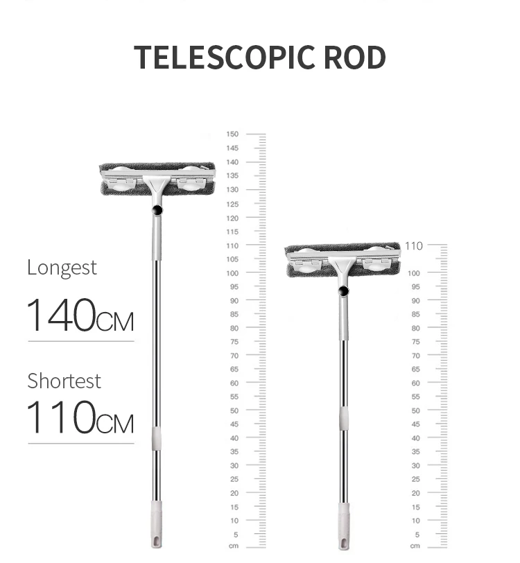 Щетка для чистки стекол двусторонняя с длинной ручкой резиновый скребок мытья