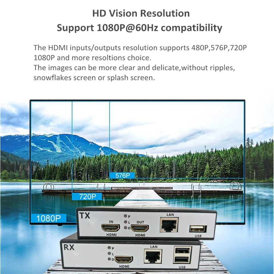 2020 150 м HDMI USB удлинитель RJ45 IP сеть KVM Over более Cat5 Cat5e Cat6 H.264 с выходом|Кабели HDMI| |