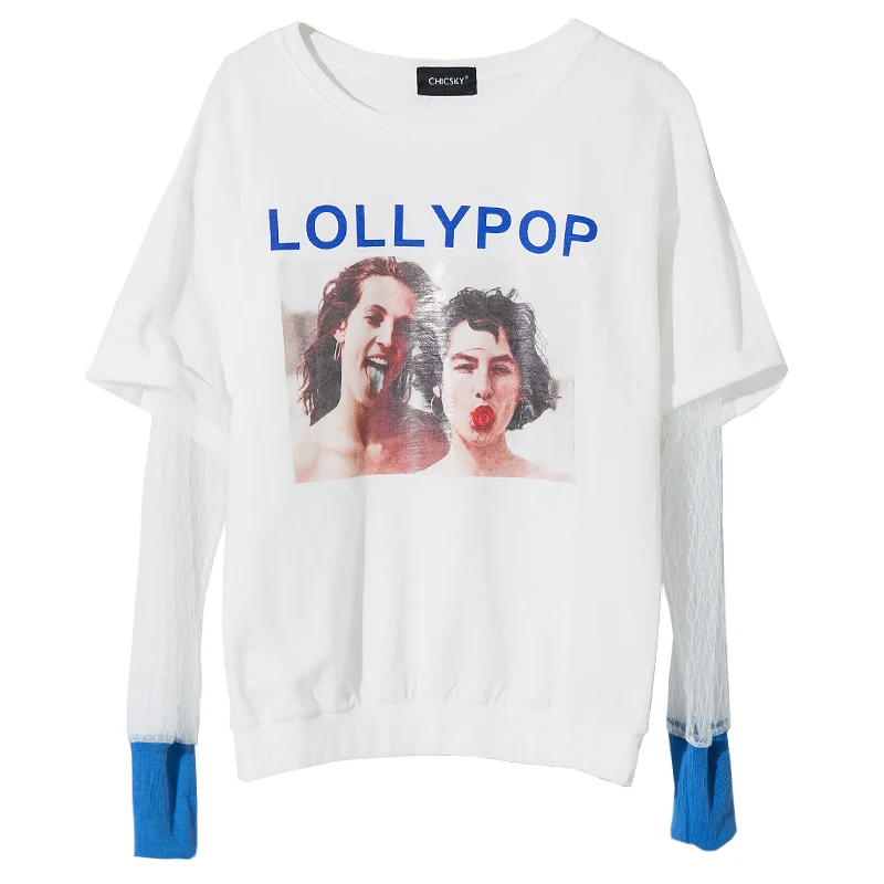 Футболка Женщины С Ограниченной Прямых Продаж О Образным Вырезом Письмо Кружева