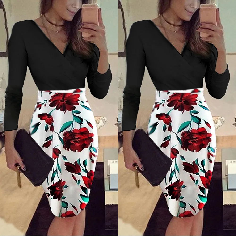 Женское платье-мини Boho длинное пляжное коктейльное платье с цветочным принтом и