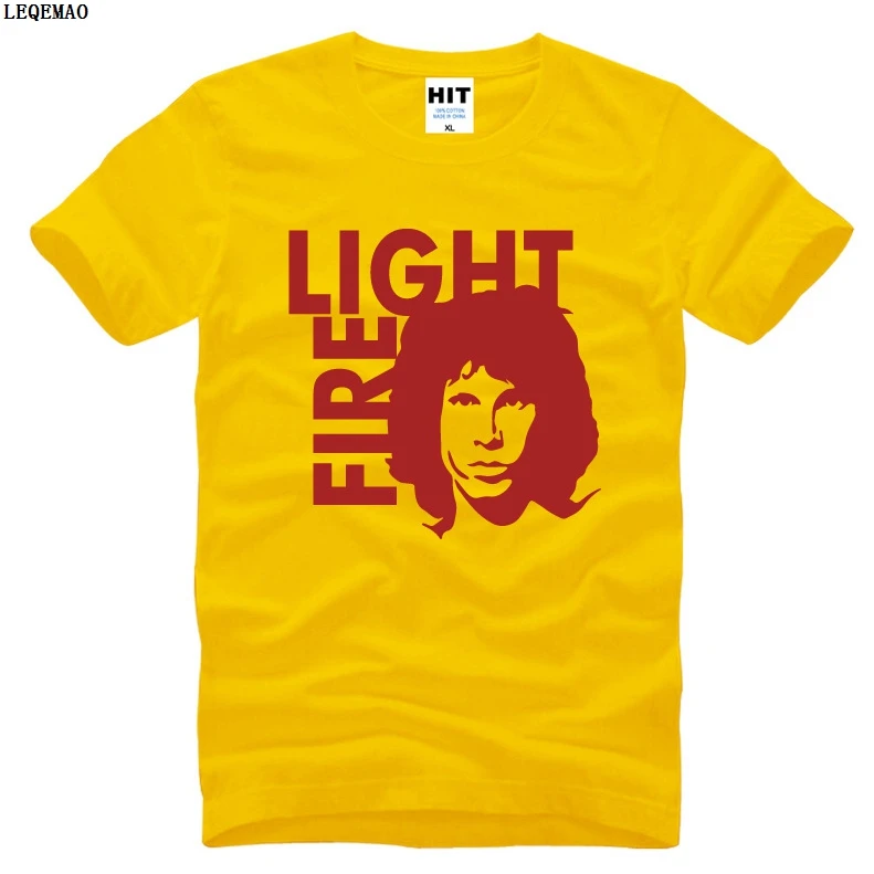 Summer Funny The Doors Light my Fire Printed T Shirts Men Cotton Short Sleeve Rock Band Jim Morrison Men's T-Shirt Fashion Tees | Мужская