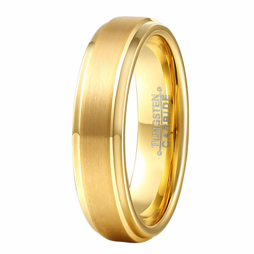 

Soul Men Classic & Stylish Gold Color Wedding Rings Set for Couples Lovers 6mm Tungsten Ring for Him Zirconia Stone for Her