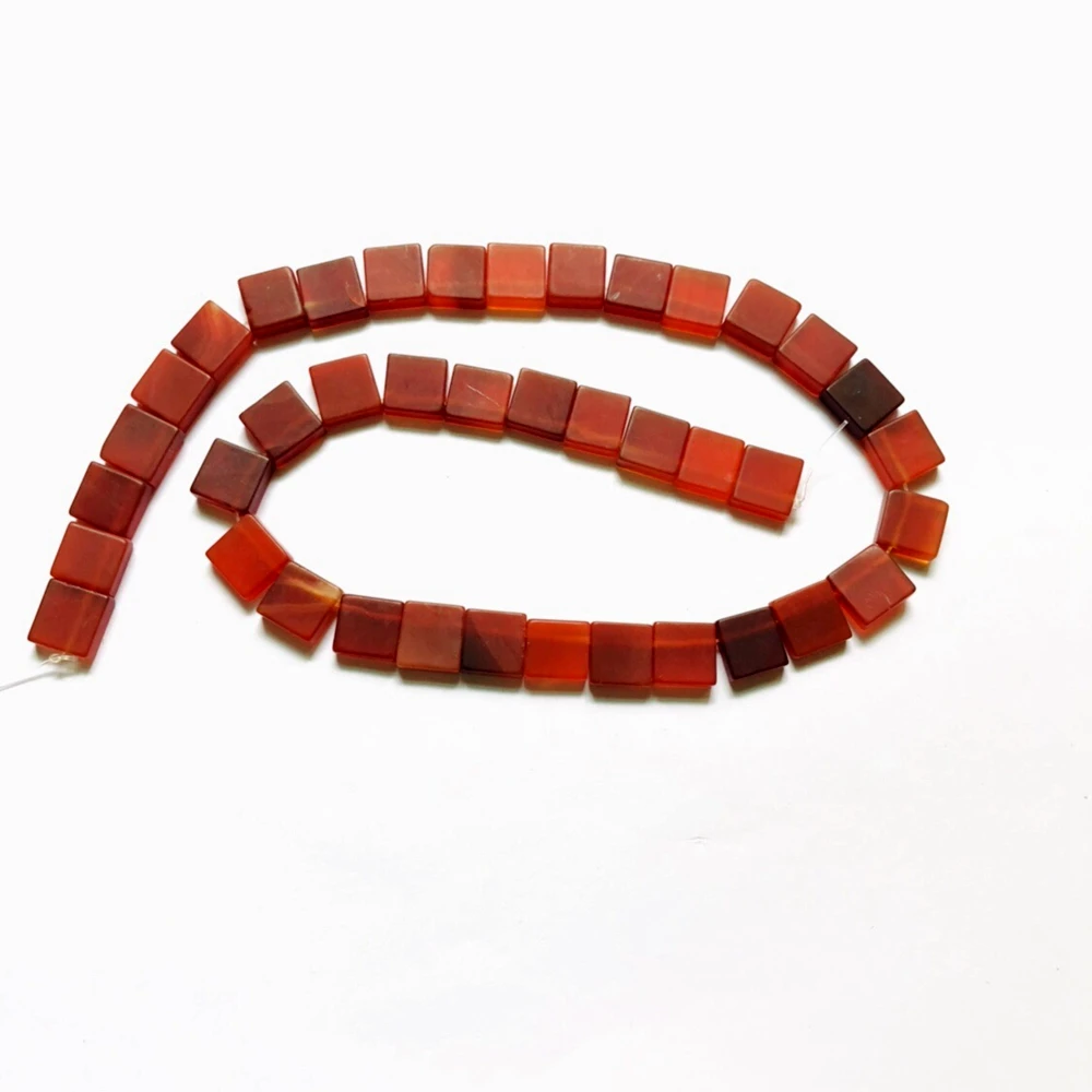 

1string Natural Red Carnelian Agate Stone Beads 10mm Square Beads Side Drilled For Gem Necklace Jewelry Making,15.5"/Str