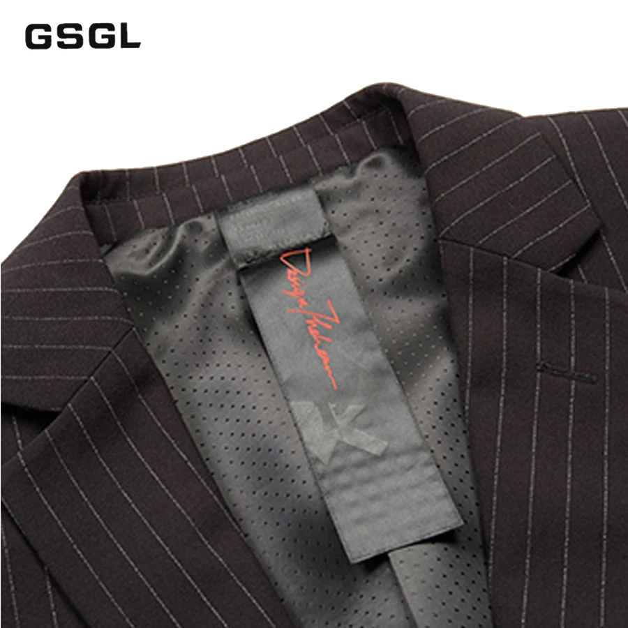 Striped Men Suits Notched Lapel Blazer with Handkerchief Formal Business Casual Slim Fit Suit Separate (Blazer, Pant, and Vest)