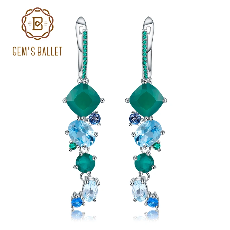 Женские серьги-подвески GEM'S BALLET Современные геометрические серьги из серебра