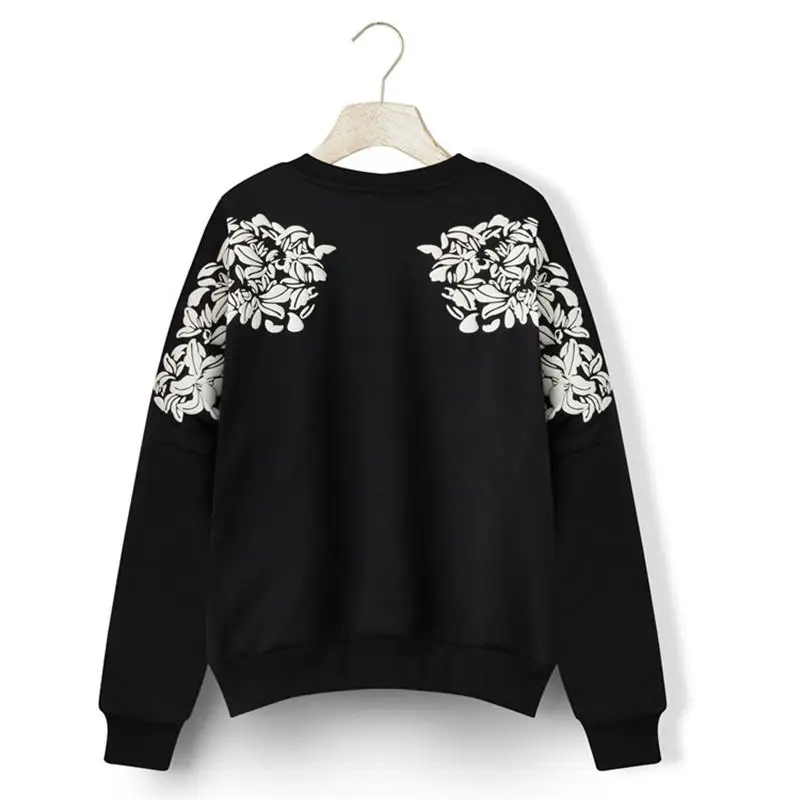 

Autumn And Winter Korean Version Women Sweatshirt Foam Printing Bat Sleeve Plus Thick Velvet Coat Women