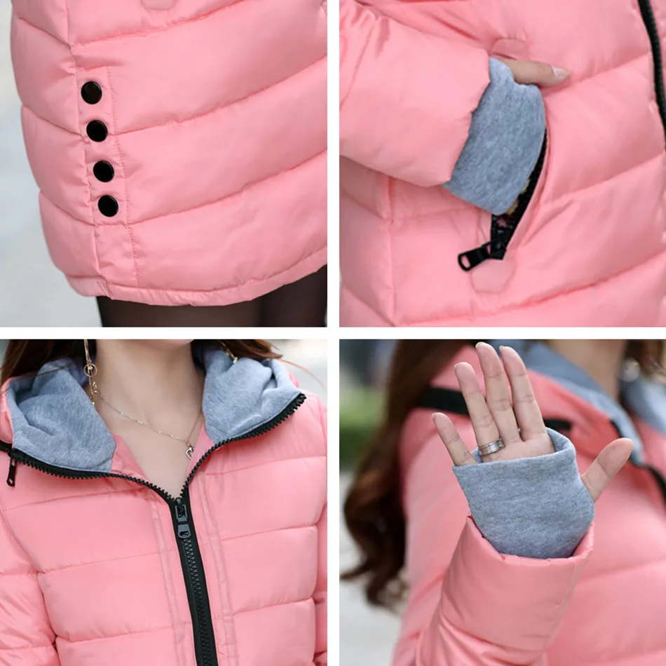 

Warm Winter Jackets Women Fashion Cotton Padded Parkas Casual Hooded Long Coat Thicken Zipper Slim Long Parka