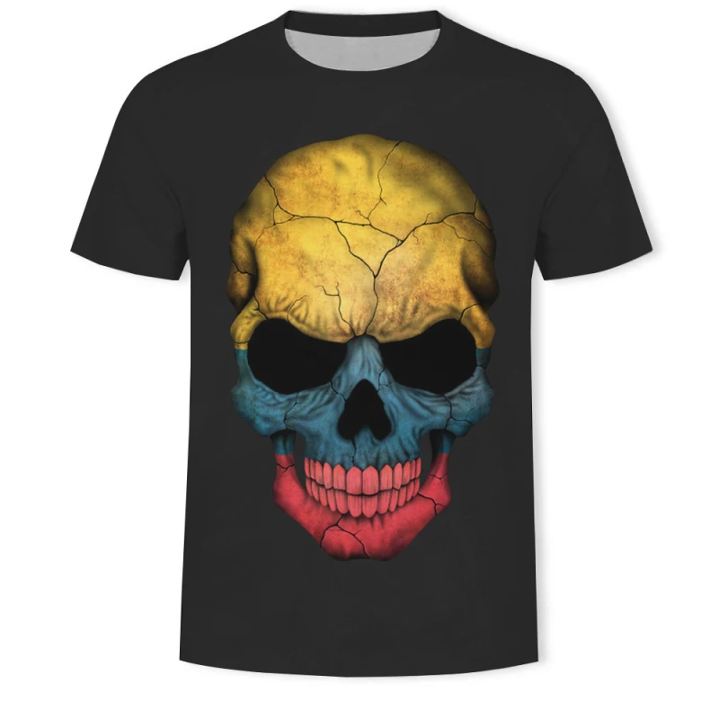 2019 Горячая 3D Футболка с принтом Мужская/Женская Череп ужасная футболка летний