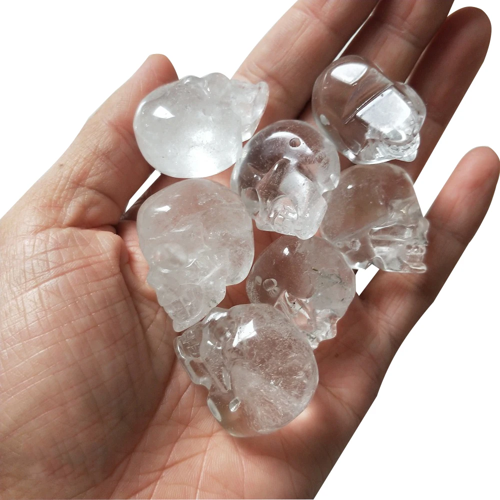 7 шт. 1 дюйм натуральный белый кристалл череп кристально чистый точная ручная