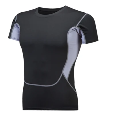 Мужские спортивные футболки Топ Футболка компрессионная Gymwear беговые футболки быстросохнущая Бодибилдинг тренировка Футболка для мужчин короткий рукав - Цвет: Black-1033