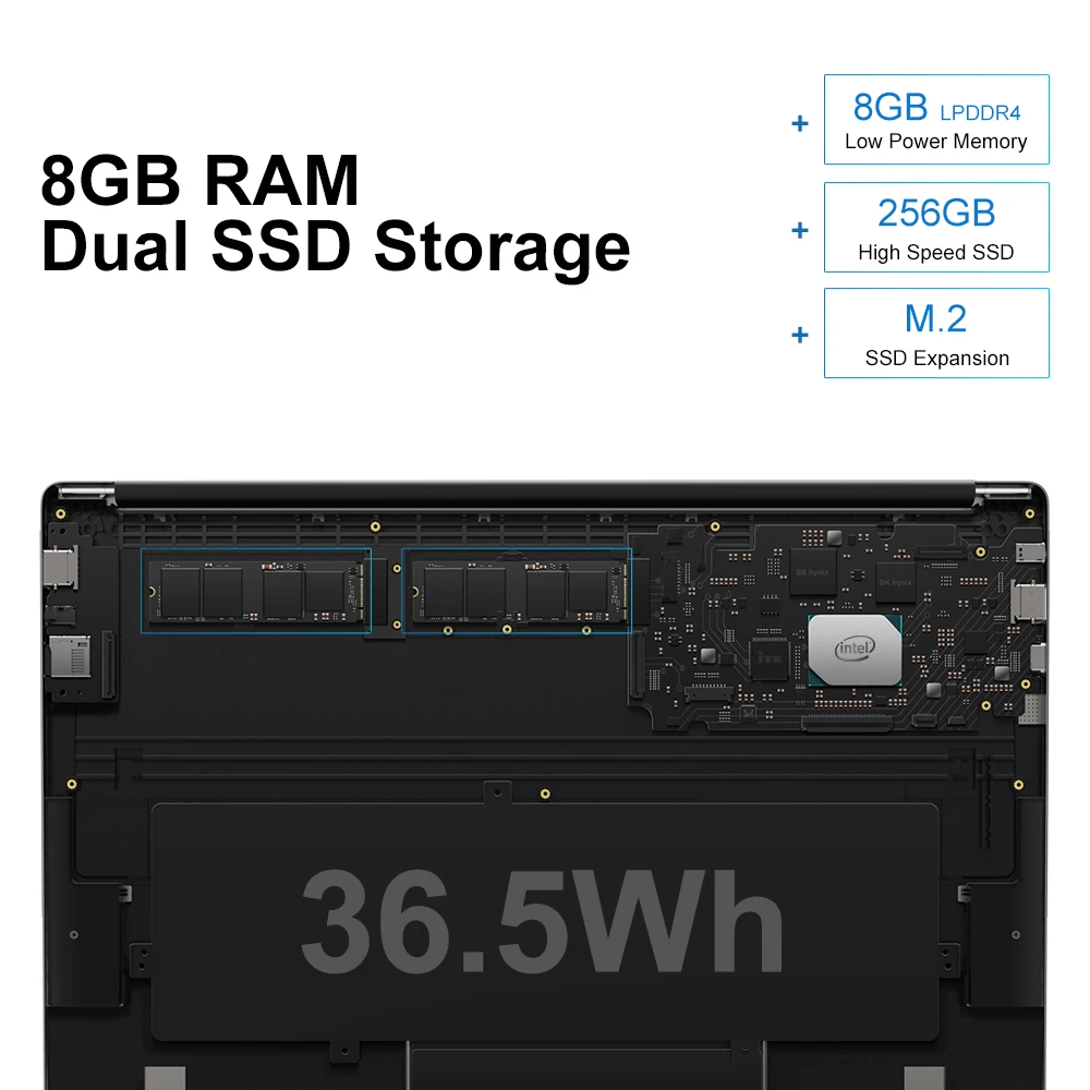 Ноутбук CHUWI LapBook Plus, 15,6 дюймов, 4K экран, Intel X7, четырехъядерный процессор DDR4, 8 ГБ, 256 Гб SSD, Windows 10, с разъемом для расширения M.2