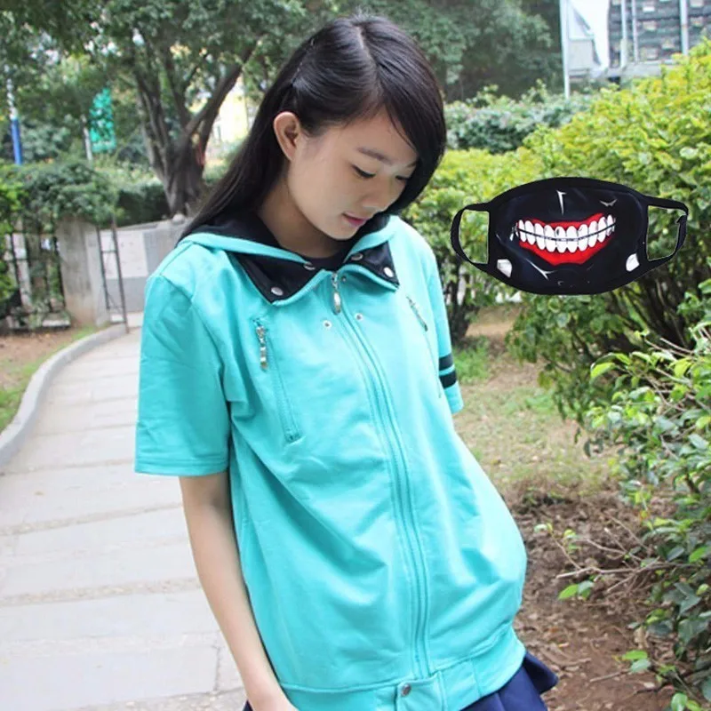 Short sleeve green Аниме Токийский Гуль Kaneki Ken Косплей Толстовка толстовки унисекс Повседневная модная куртка с капюшоном Женский костюм на Хэллоуин - Цвет: Short sleeve green