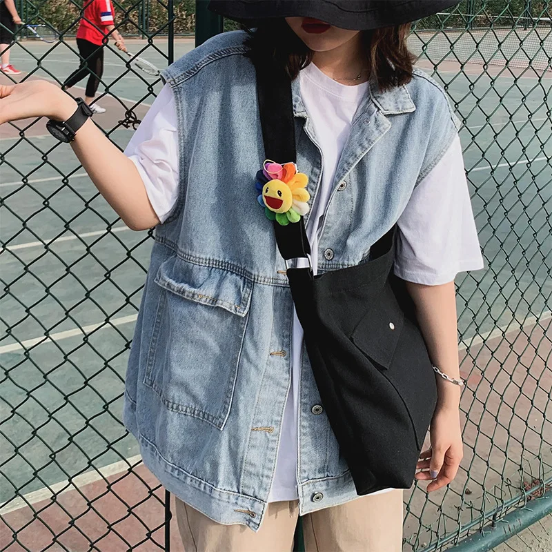 Женские холщовые сумки повседневные однотонные Наплечные простые