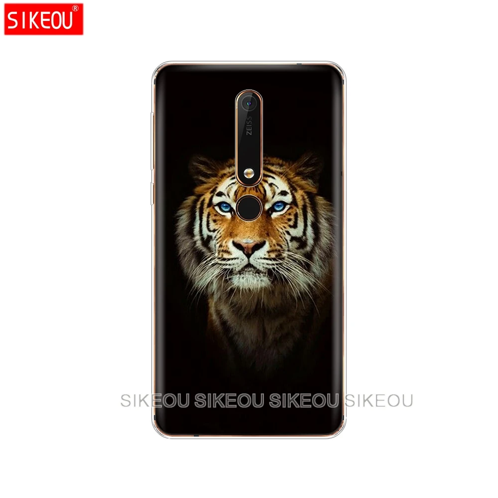 Силиконовый чехол для nokia 6 2018 1 3 2 5 из мягкого ТПУ задняя крышка телефона Волк тигр