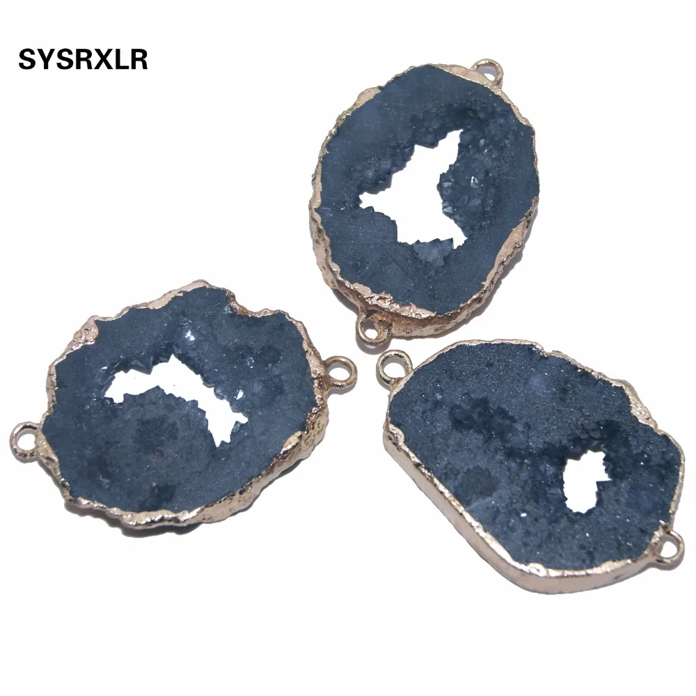 Оптовая продажа натуральный нерегулярные черный кристалл Друза Geode камень кулон