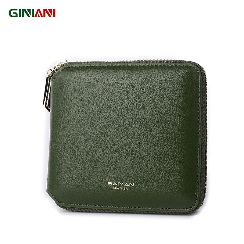 Женский кошелек для монет GINIANI простой однотонный из натуральной кожи на молнии |