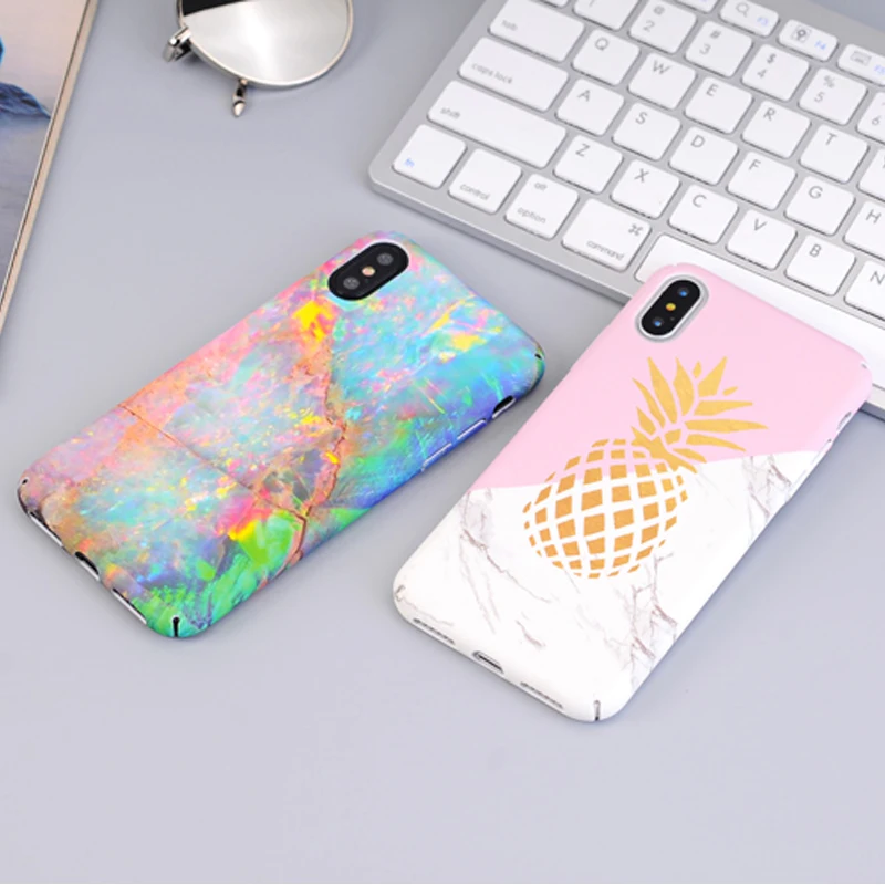 Kisstop Top Quality Colorful Marble Phone Case For iPhone X Flower Painted Fundas Cover 6 6s 7 8 Plus |