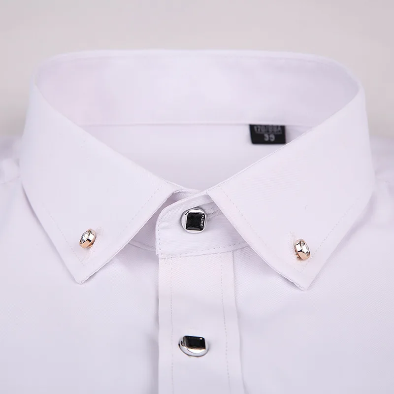 Рубашка мужская с длинными рукавами повседневная сорочка Slim Fit в деловом стиле на
