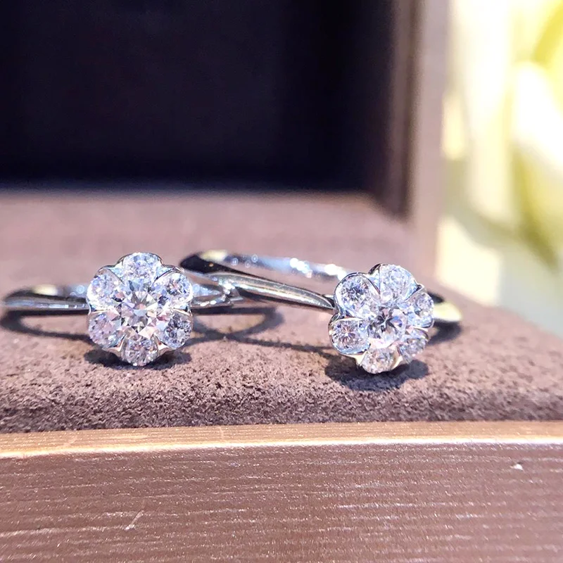 Кольцо с натуральным бриллиантом 18K золото чистое красивое кольцо драгоценными