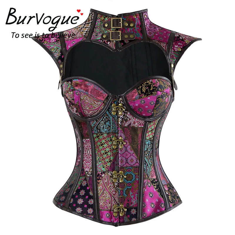 Сексуальный корсет Burvogue в стиле стимпанк готический 12 стальных костей кожаный