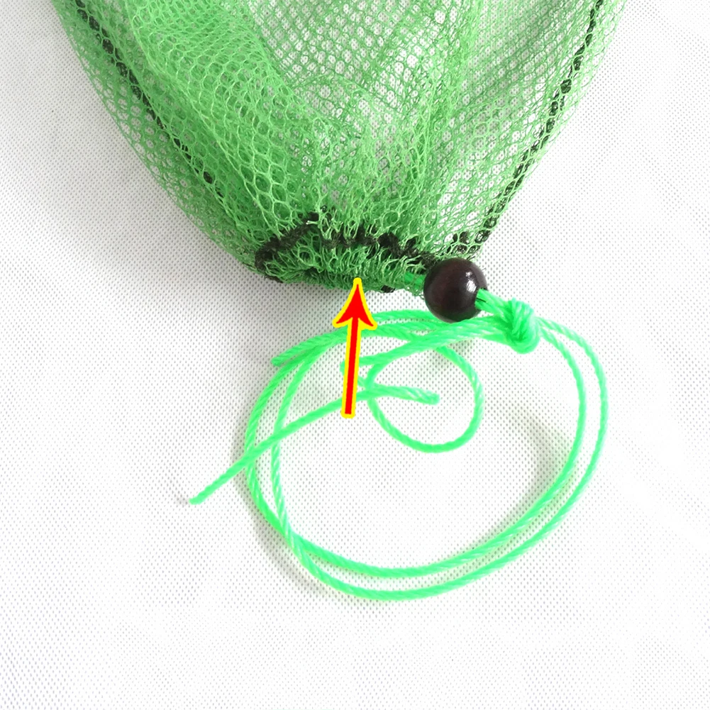 Снасти расстегивание портативный Drawstring сетка ткань зеленый шарик рыба Хранитель