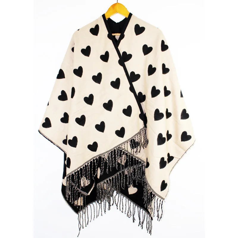 Женская шаль с кисточками и принтом двойной кашемировый длинный шарф из пашмины
