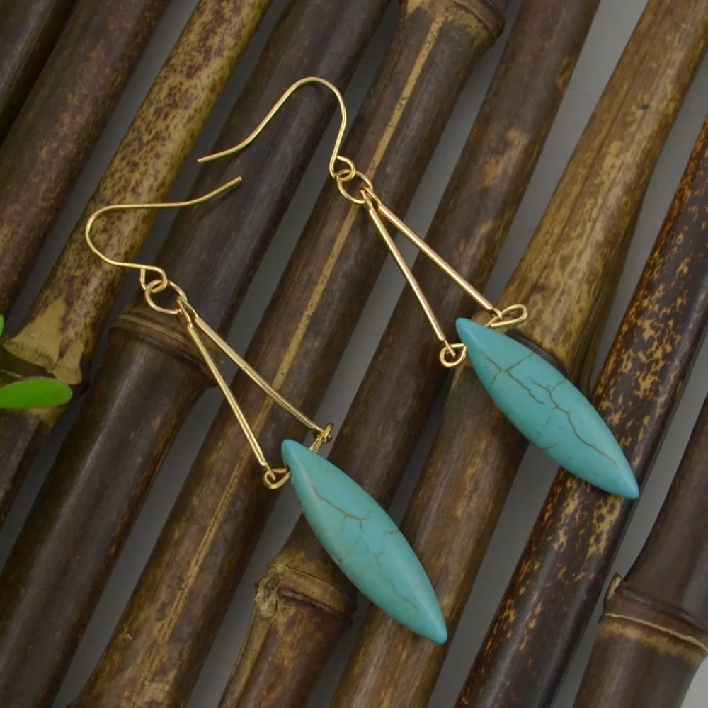 Серьги из натурального камня лава тигровый глаз Howlite длинные серьги-кисточки