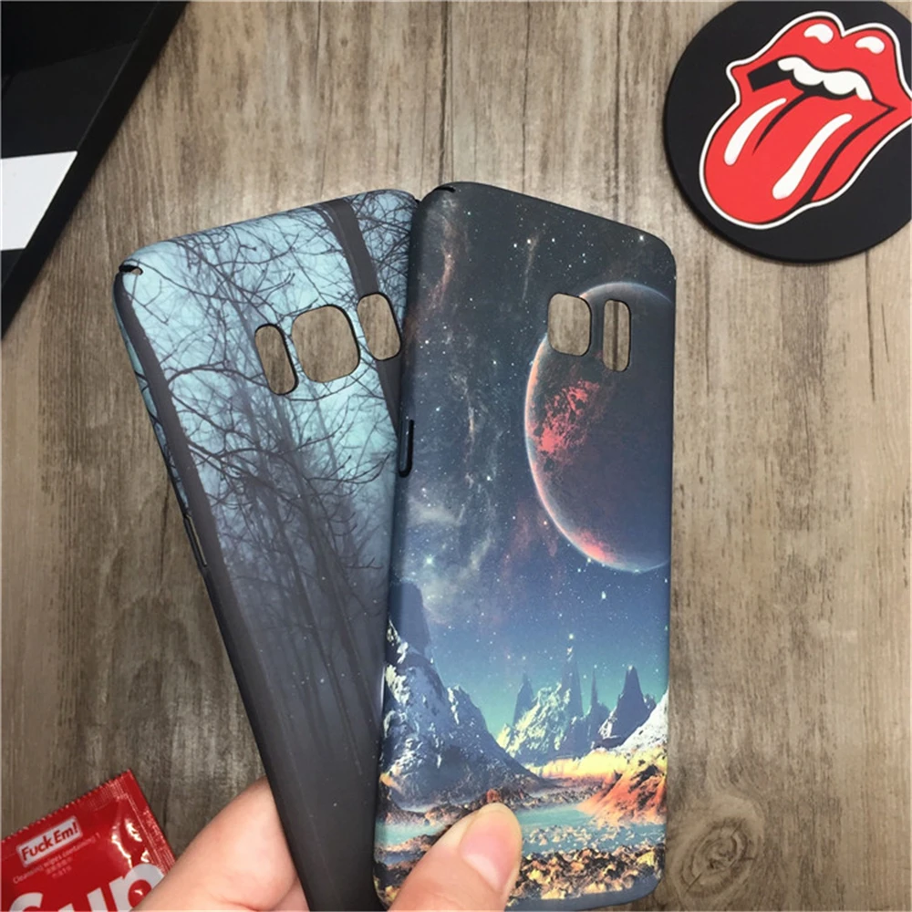 Art Space Planet Moon Stars Cases For Samsung Galaxy S7 Case Luminous Matte PC S7+ S7Edg Hard Cover Couqe |