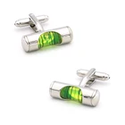 Запонки мужские спиртовой уровень медный материал зеленый цвет