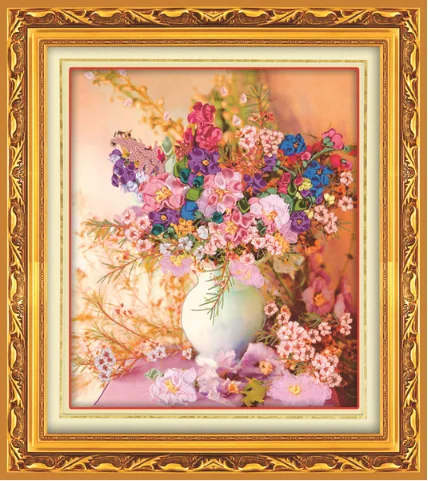 Цветочная 3D картина 48x55 см|ribbon embroidery kits diy|diy embroiderydecorative decorative |