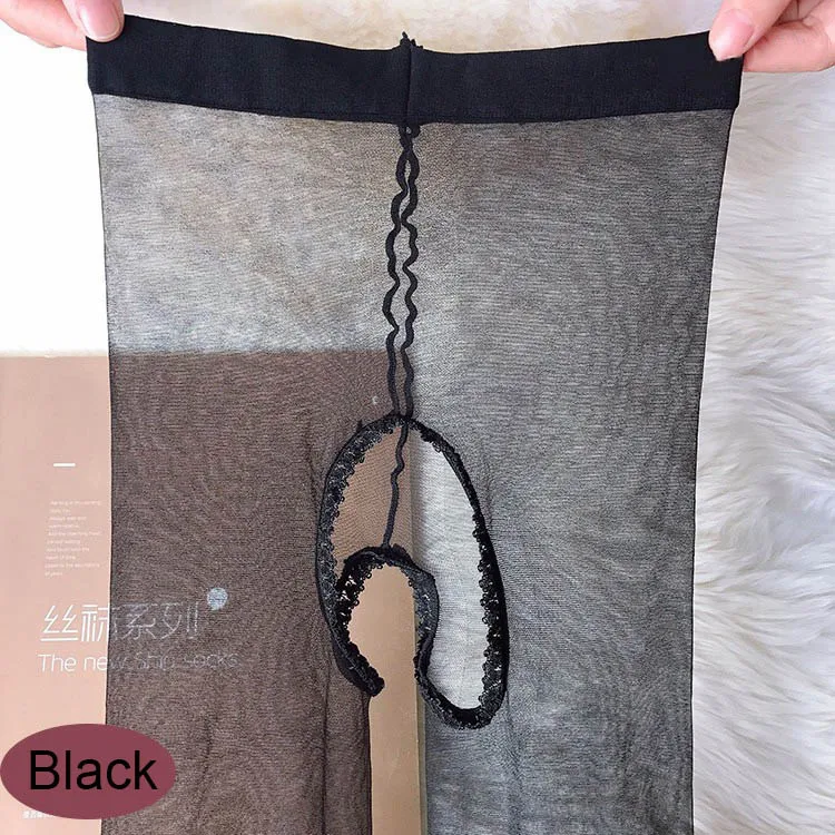 black Супер тонкие колготки с открытым шаговым швом, сексуальные чулки, Collant Femme, колготки, Mujer, прозрачные, с вырезами, прозрачные, бесшовные, Medias - Цвет: black