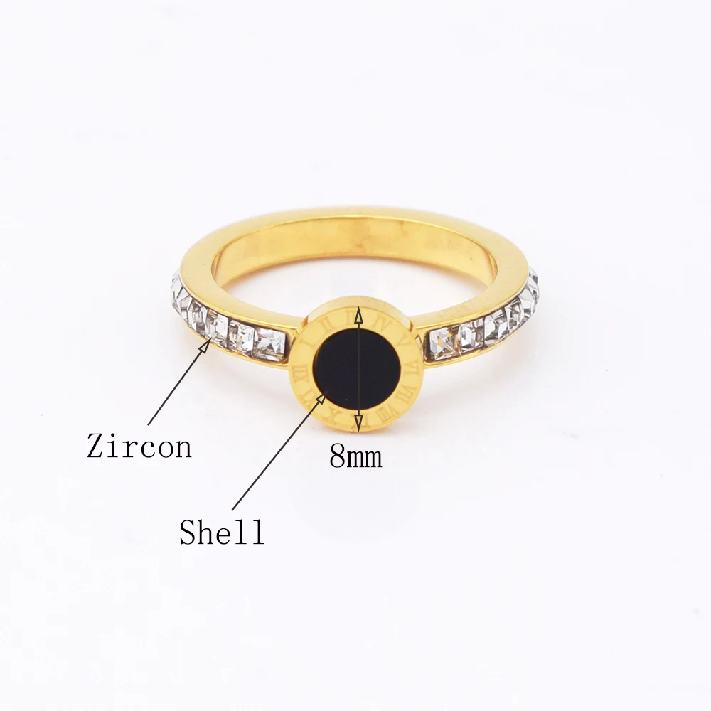 QLZBAO 3 Style Brand Zircon Jewelry Fashion Women Men Unisex Roman Numerals 8mm Wide Ring Wholesale Stainless Steel Wedding | Украшения и