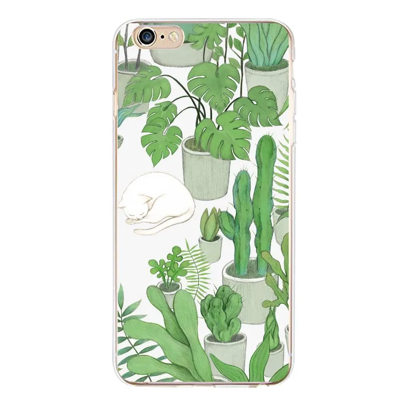Leaf Soft Clear TPU Phone Case For iPhone 4/4s 5 5s 6 6plus 7 8plus x Silicone Feather Printed Shell BagFree Shipping | Мобильные