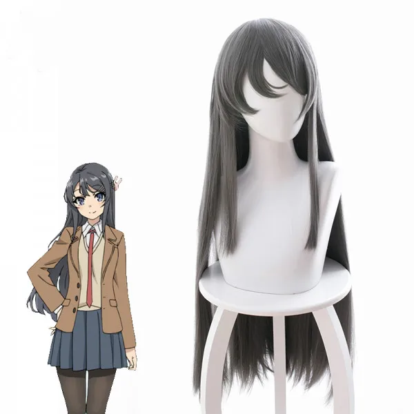 

Seishun Buta Yarou wa Bunny Girl Senpai no Yume wo Minai Mai Sakurajima 80cm Dark Gray Synthetic Long Hair Cosplay Wigs