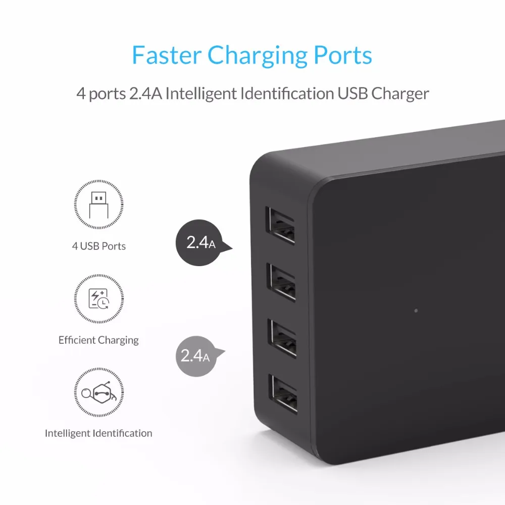 ORICO 4 Порты и разъёмы USB Зарядное устройство Адаптер 5В 2.4A 15 Вт быстрой зарядки для iPhone samsung Xiaomi