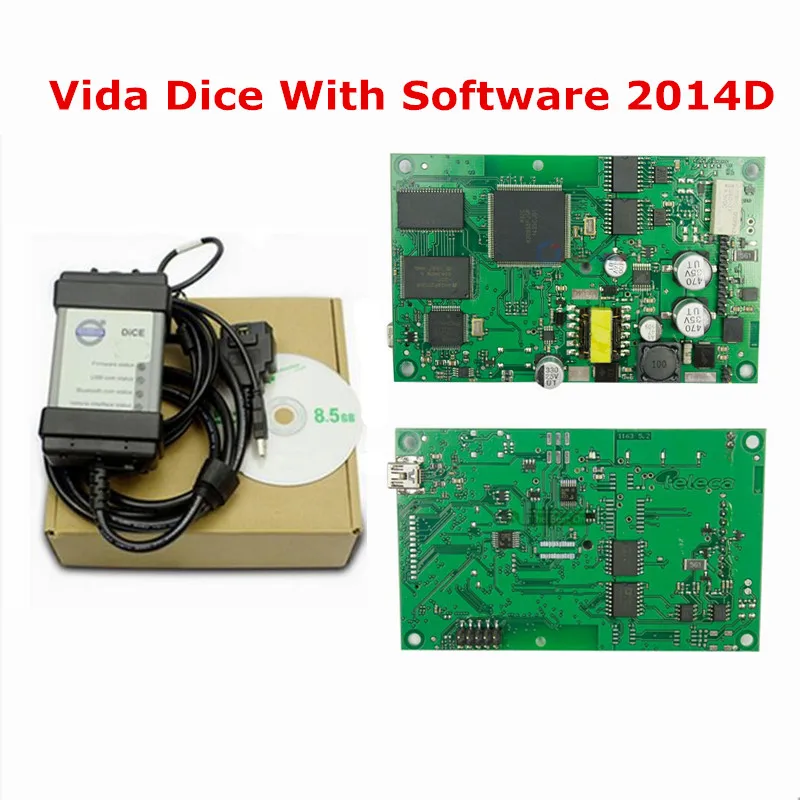 Новейший 2015A полный чип для Volvo Vida Dice 2014D/2014C диагностический сканер инструмент Dice полный кабели Pro зеленая доска - Цвет: Gray